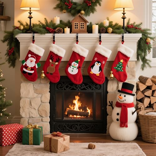 Adjustable Metal Christmas Stocking Holders for Fireplace Mantel - No Drill