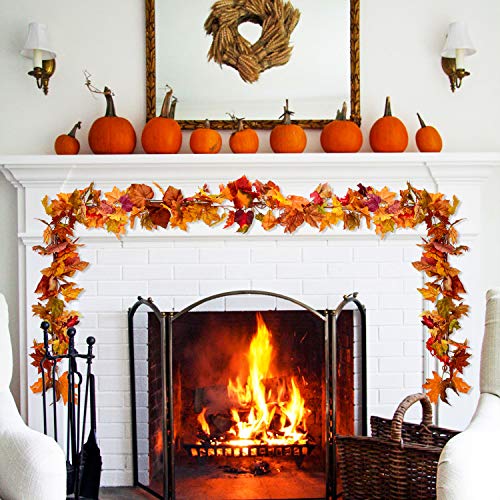 Artificial Fall Maple Leaf Garland 2-Pack - 11.8ft Autumn Foliage Decor