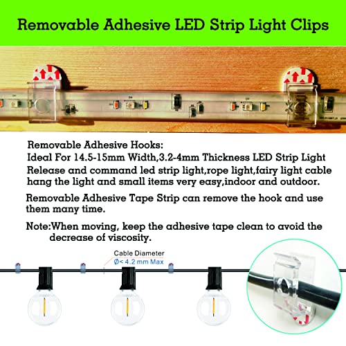 Transparent LED Strip Light Mounting Clips - 14mm Cable Hooks with Screws