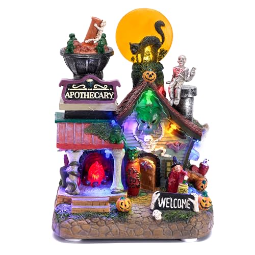 8-Inch Lighted Halloween Haunted House with Music and LED Lights