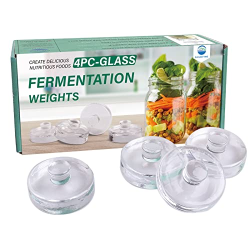 Glass Fermentation Weights 4-Pack with Easy Grip Handle for Wide Mouth Mason Jars