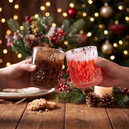 LemonRoad 2 Pack Christmas Gingerbread Icon Glass Cups 16oz - Man & House Variations