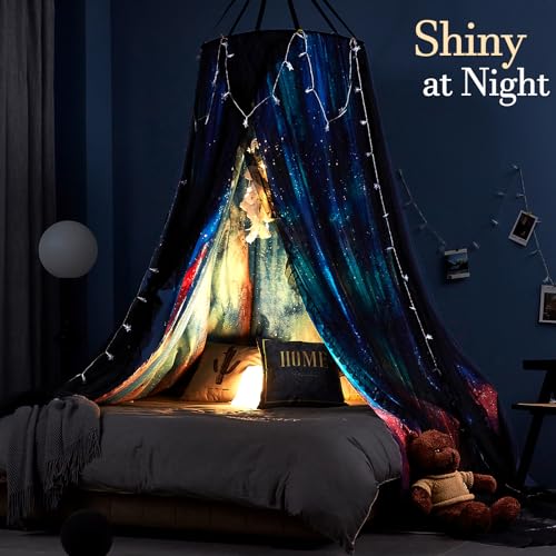 Aurora Printed Bed Canopy - Round Dome Princess Mosquito Net Curtain