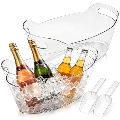 2 Pack Ice Buckets 6.5L Plastic Beverage Chillers for Parties & Bars