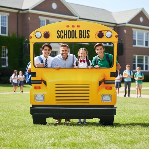 4.6ft School Bus Cardboard Cutout Photo Booth Prop for School Party Decor