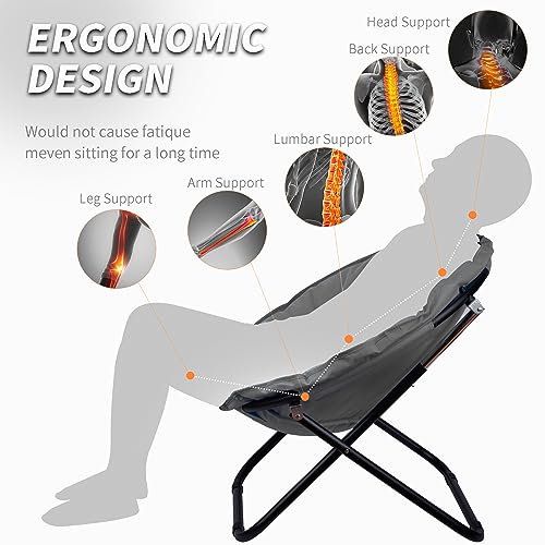 Folding Faux Fur Saucer Chair - Portable Soft Moon Chair for Bedroom
