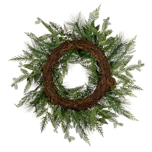 National Tree Company 24-Inch Artificial Christmas Wreath with Berries & Pinecones