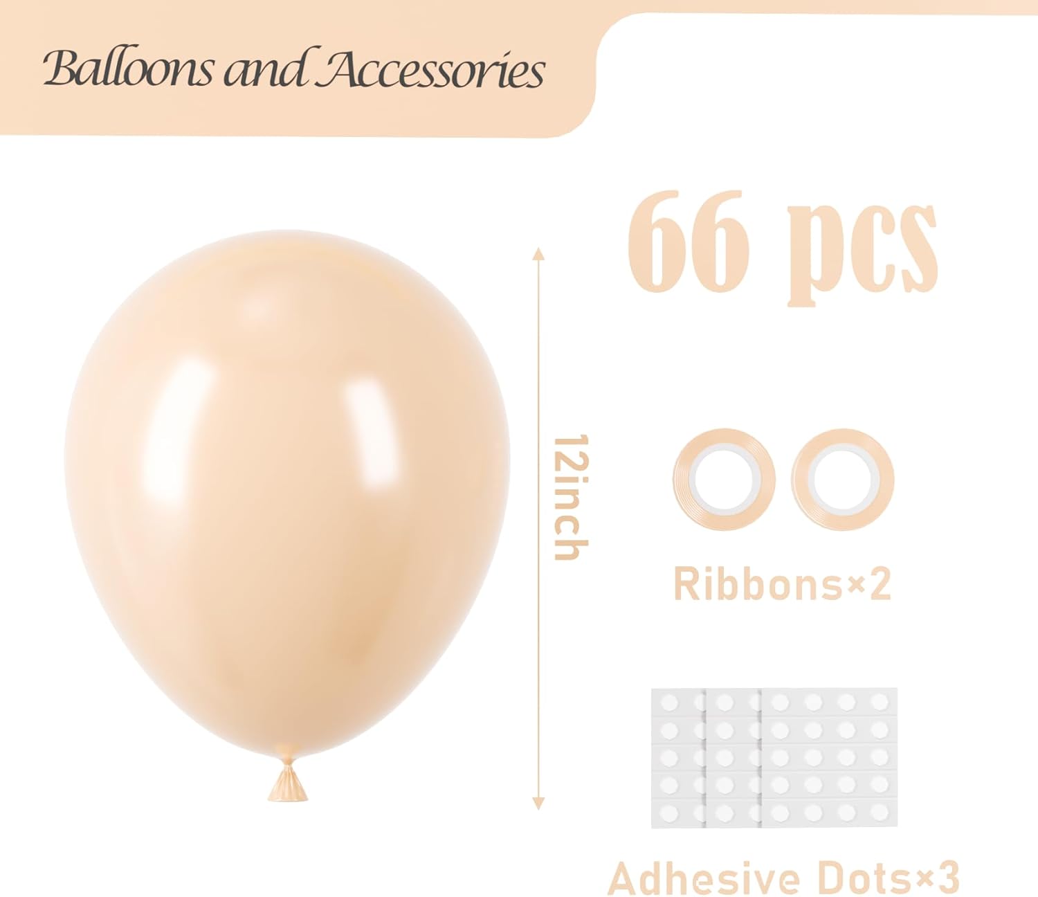 Voircoloria Blush Balloons - 66 Pack 12-Inch Nude Latex Balloons for Weddings, Birthdays & Showers
