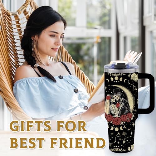 40oz Skull Love Tumbler Gifts for Women TNASURHUS Variation: SkullLove-Black Stainless Steel