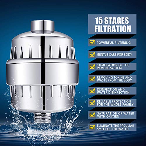 FEELSO Filtered Shower Head with 15-Stage Water Softener for Hard Water