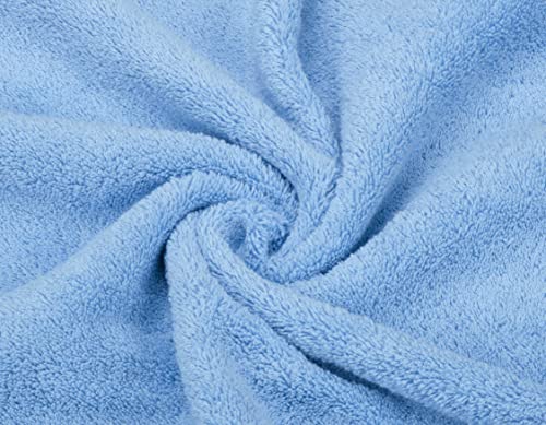 Turkish Luxury Cotton Towel Set with Sky Blue Accents - 6 Piece Bath & Hand Towels