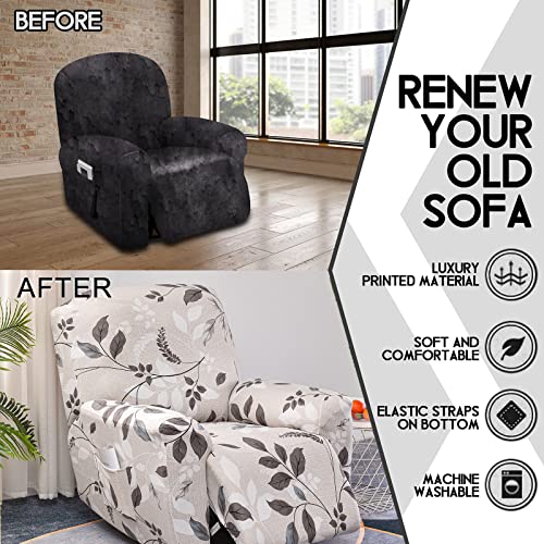 Stretch Recliner Chair Covers - 4 Piece Polyester Spandex Slipcovers