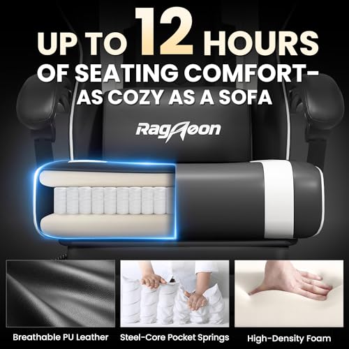 Ergonomic Gaming Chair for Adults - Wide PU Leather PC Desk Chair (400 lbs)