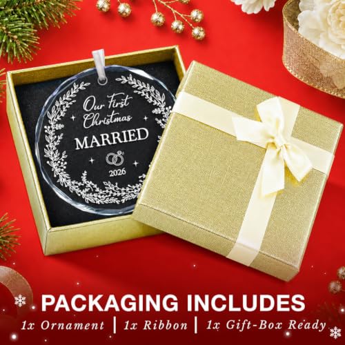 WITTSPOT Our First Christmas Married 2026 Ornament – Just Married Mr & Mrs Glass Keepsake