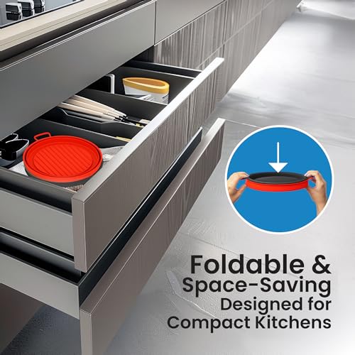 Lotteli Reusable Silicone Air Fryer Liners 8.5 Inch - 2 Pack, Food-Safe & Heat-Resistant