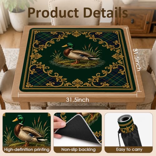 Mallard Duck Mahjong Mat 31.5" Square Anti-Slip Noise-Reducing Table Cover