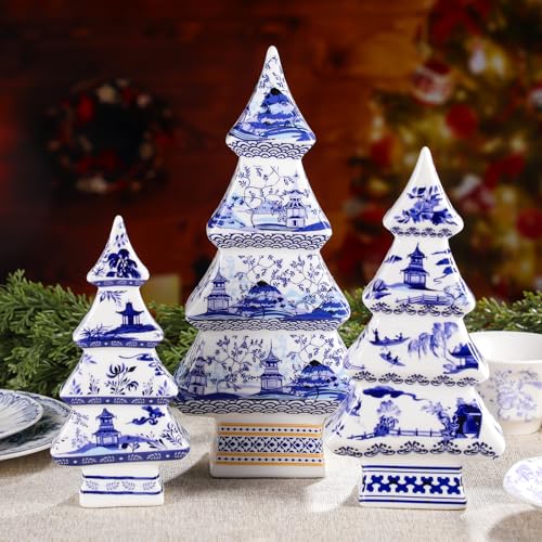 Bucherry 3 Pcs Chinoiserie Christmas Tree Set – 12" 10" 8" Classic Style