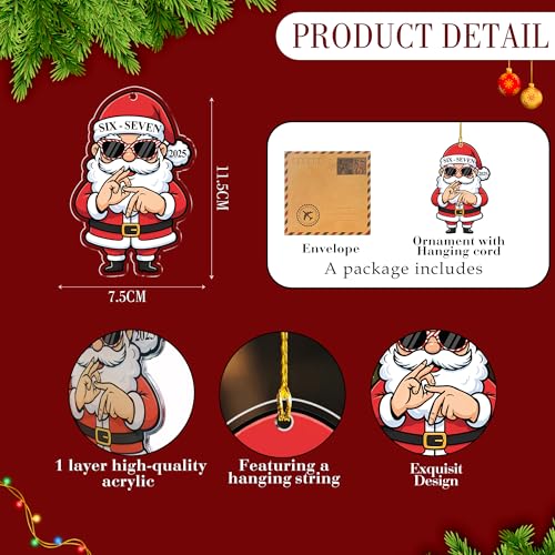 67 Christmas Ornament - Gen Z/Gen Alpha Meme Santa Acrylic Ornament (NANA562556) 4.5in - Funny White Elephant Gift