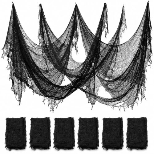 6-Pack Black Halloween Creepy Cloth Decor (30 x 75 in) - Spooky Gauze