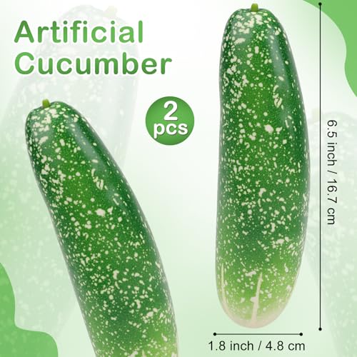 2 Pcs Realistic Artificial Cucumber Set, 6.5-inch Lifelike Fake Vegetable