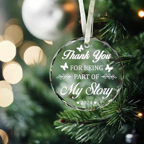 Vorruil Thank You Christmas Ornament - Heartfelt Appreciation Gift, Glass Round, Variation: Round-Thank
