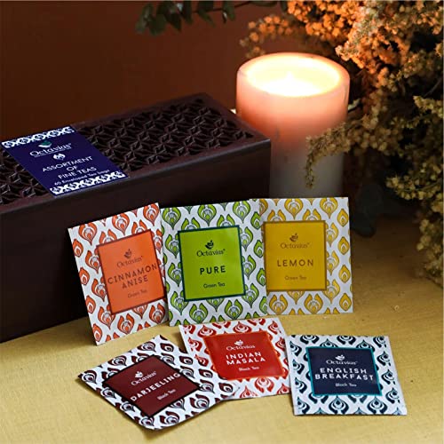 Octavius Gift's Select Assorted Leafcut Tea Box - 6 Flavors, 60 Tea Bags, Gift Set