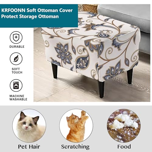 Stretch Ottoman Cover Slipcover - Rectangle 27-35" - Soft, Non-Slip Furniture Protector
