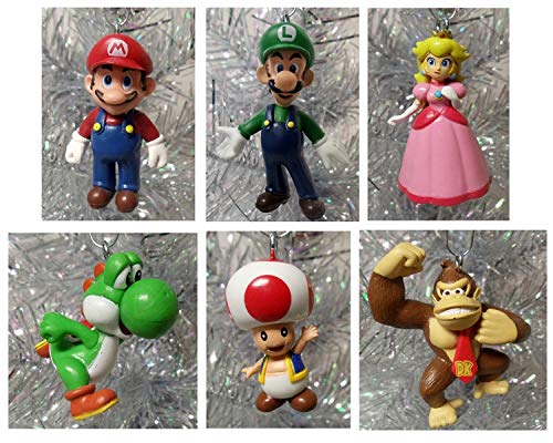 Super Mario Brothers Christmas Ornament Set - Shatterproof Holiday Decor, 2 Inches Tall
