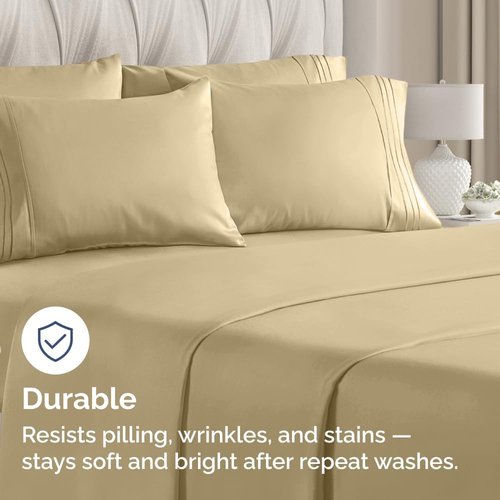 King Pillow Cases by Ultra Soft | Hotel Quality, Wrinkle-Free, Easy-Care - 8 Piece Set in Beige