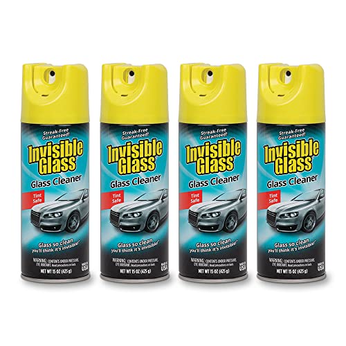 Invisible Glass 91163-4PK Premium Aerosol Glass and Window Cleaner for Auto and Home, Streak-Free, Ammonia-Free, Tint-Safe, 15 oz (Pack of 4)