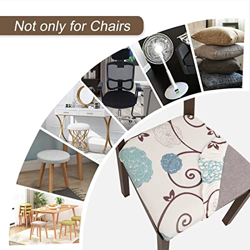 Stretch Chair Seat Covers Set of 6 - Removable Washable Cushion Slipcovers