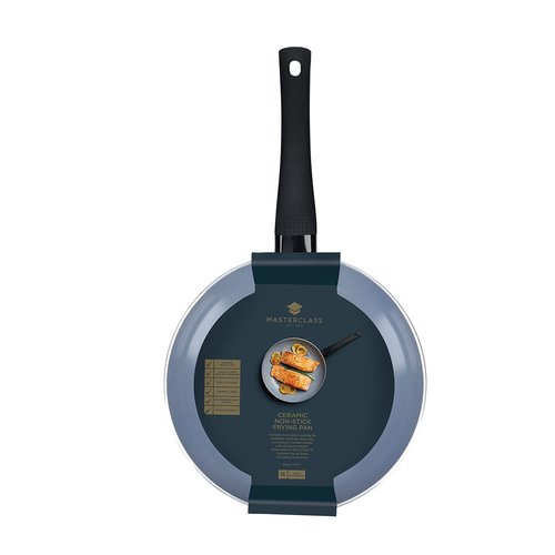 MasterClass Eco Induction Frying Pan with Healthier Ceramic Chemical Free Non Stick, Aluminium/Iron, Black/Blue, 24 cm