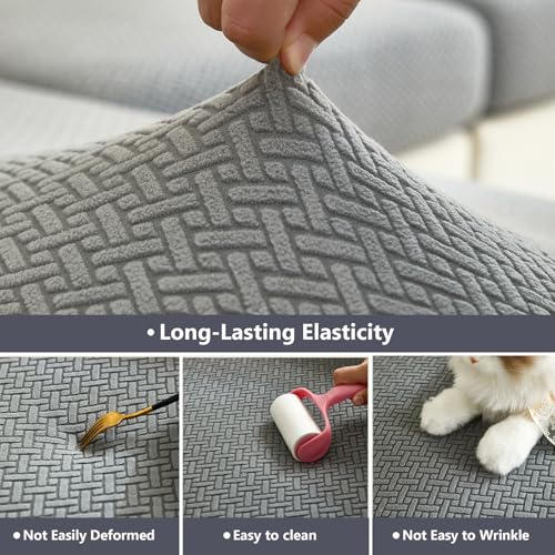 Universal Stretch Couch Cushion Cover - Washable Sofa Seat Slipcover, Gray
