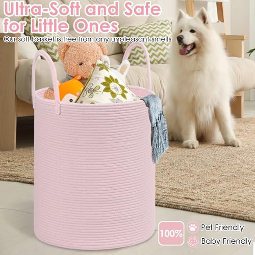 Large Cotton Rope Laundry Hamper - 60L Collapsible Blanket & Toy Basket