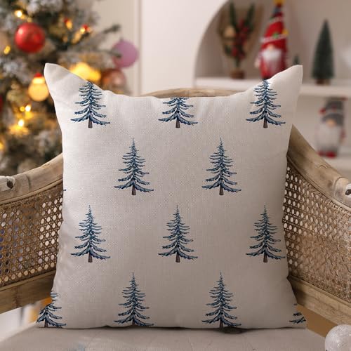 DFXSZ 18x18 Inch Set of 2 Blue & White Christmas Pillow Covers Winter Decor