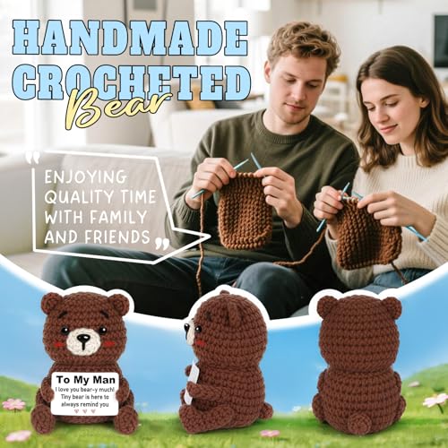 Handmade Crochet Pocket Bear Gift for Boyfriend Husband