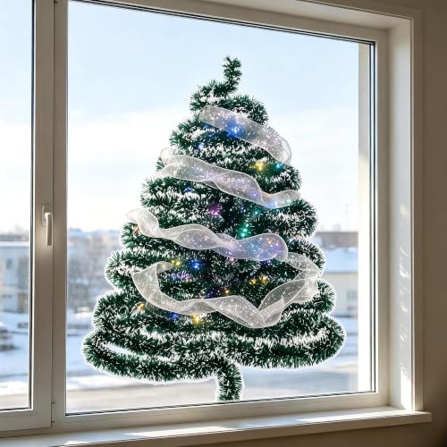 Awsoo Collapsible Window Christmas Tree with LED Lights & Ornaments