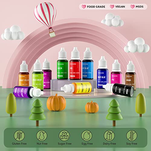 12-Color Liquid Food Coloring Set - Food-Grade Dye for Baking & Icing