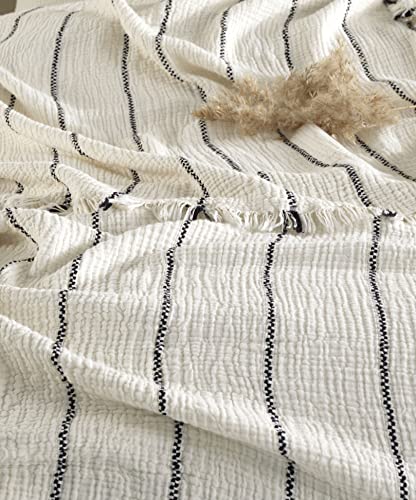Oversized 100% Organic Cotton 4-Layer Muslin Bedspread - Natural Ivory