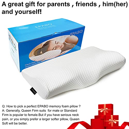 Ergonomic Memory Foam Pillow for Neck Pain Relief - Firm Queen Size