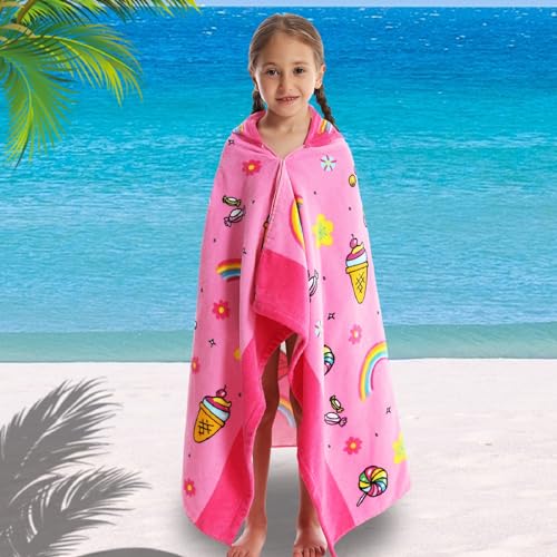 Bavilk Kids Hooded Beach Towel Poncho - 100% Cotton Bath & Pool Wrap
