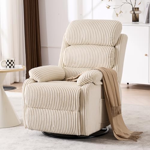 360° Swivel Rocking Recliner Chair with Footrest, Upholstered Velvet Sofa