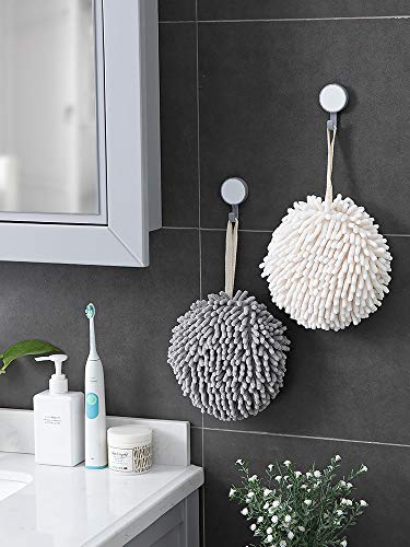 Fuzzy Ball Hand Towel Set - Absorbent Decorative Bathroom Towels (2 Pack)