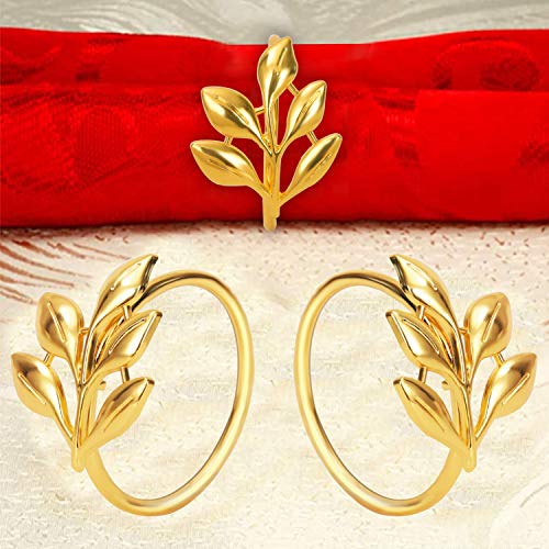 KPOSIYA Ye Zi-Gold 200 Leaf Napkin Rings Set - Napkin Holder