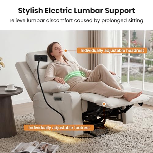 Electric Power Glider Rocking Chair with Lumbar Support and USB Charging