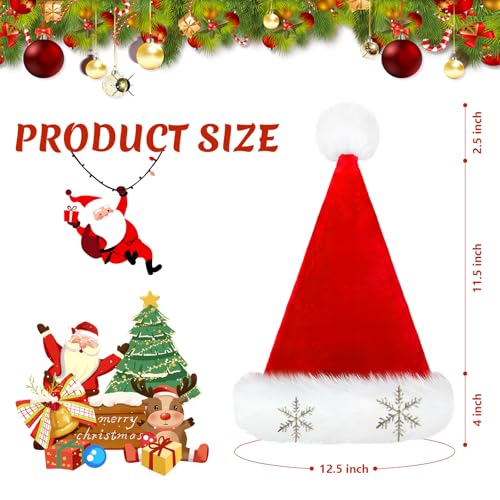 Unisex Velvet Santa Hat for Christmas & Holiday Parties - Adult Xmas Costume Accessory