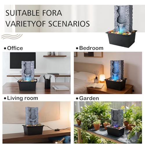 Indoor Tabletop Water Fountain - Quiet Resin Waterfall Desk Decor