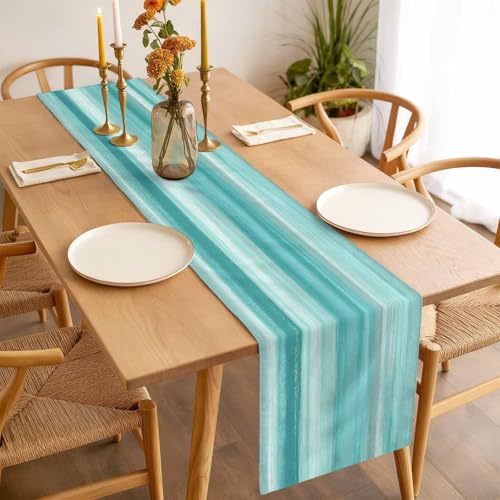 Smile Sunflower 13x120in Turquoise Table Runner Burlap Non-Slip Farmhouse Decor