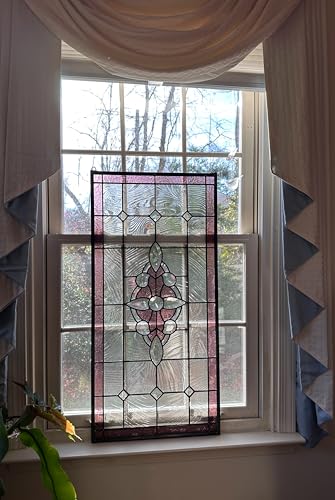 Handcrafted Stained Glass Beveled Window Panel 17" x 35"