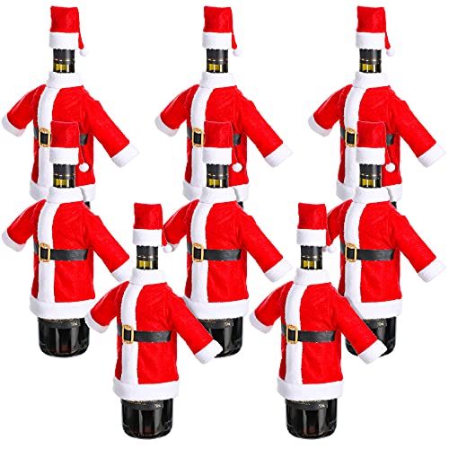 Irenare 8Pcs Santa Wine Bottle Covers & Hats Set – Christmas Bottle Decorations